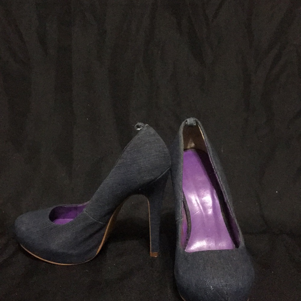 Faded denim look heels